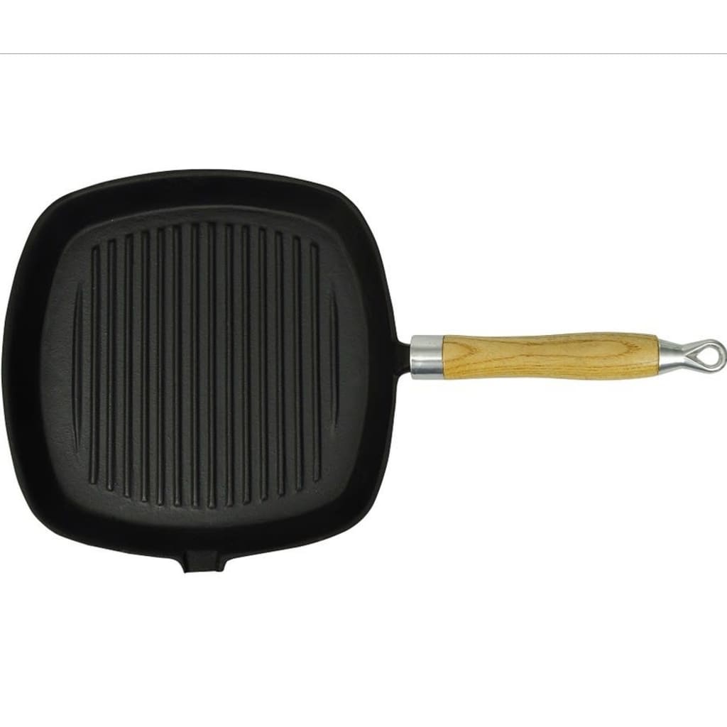 Grillpfanne Mit Holzgriff Gusseisen 20 X 20 Cm