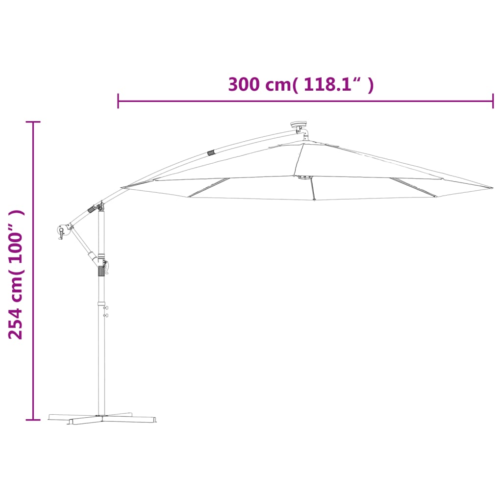 Sonnenschirm Ampelschirm Mit Led-Beleuchtung Metallmast