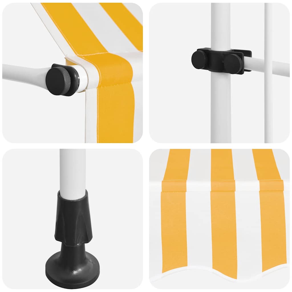Einziehbare Markise Handbetrieben Orange/Weiß Gestreift Orange Und Weiß