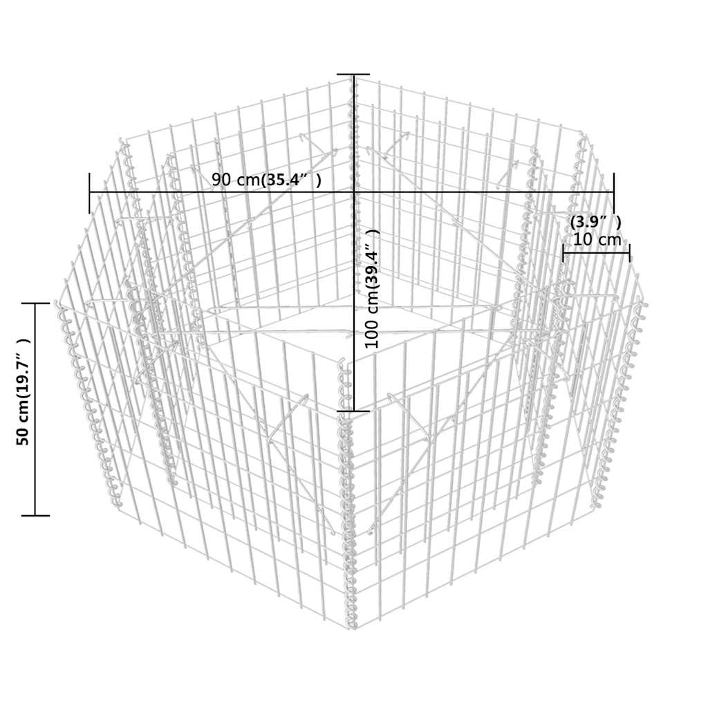 Sechseckiges Gabionen-Hochbeet 100×90×50 Cm