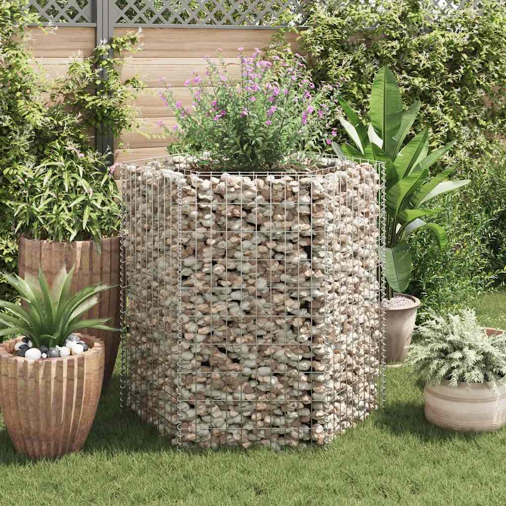 Sechseckiges Gabionen-Hochbeet 100×90×50 Cm