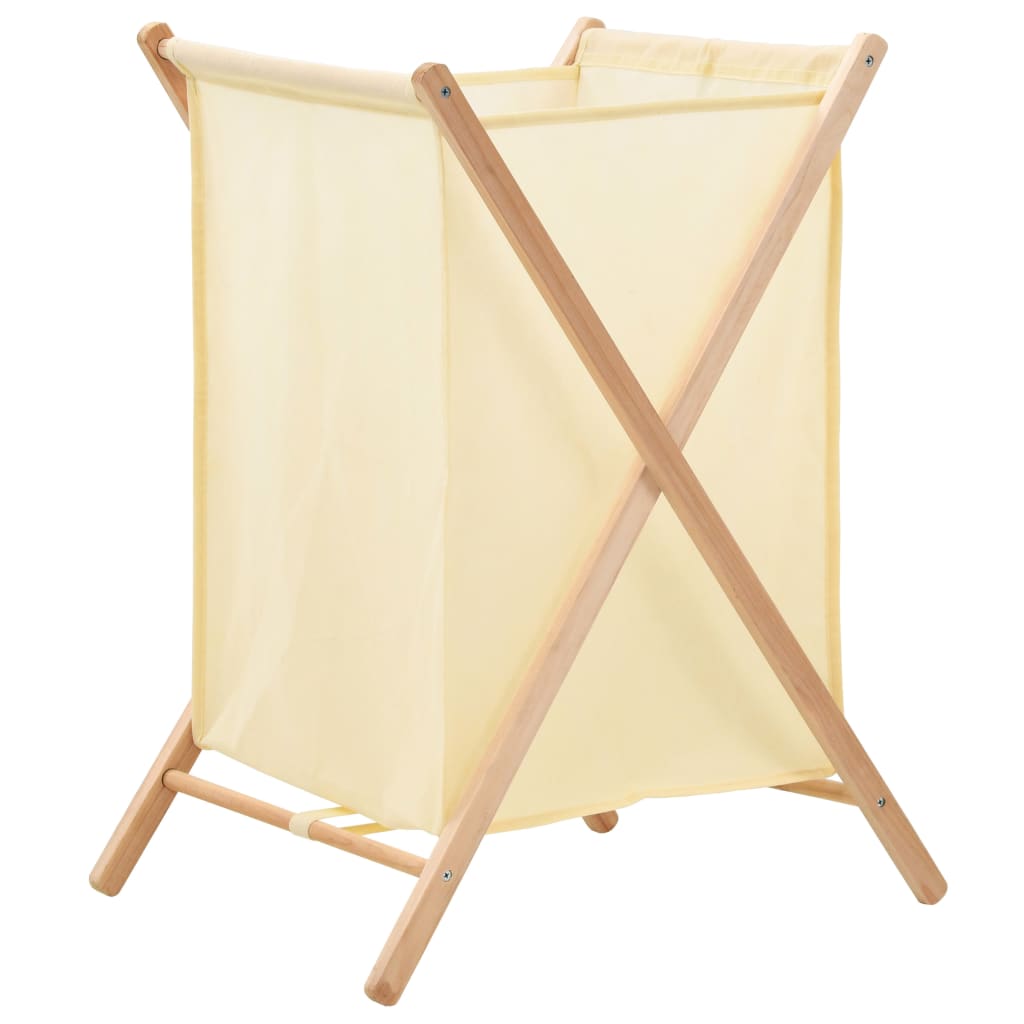Wäschekorb Zedernholz Und Stoff Beige 42X41X64 Cm