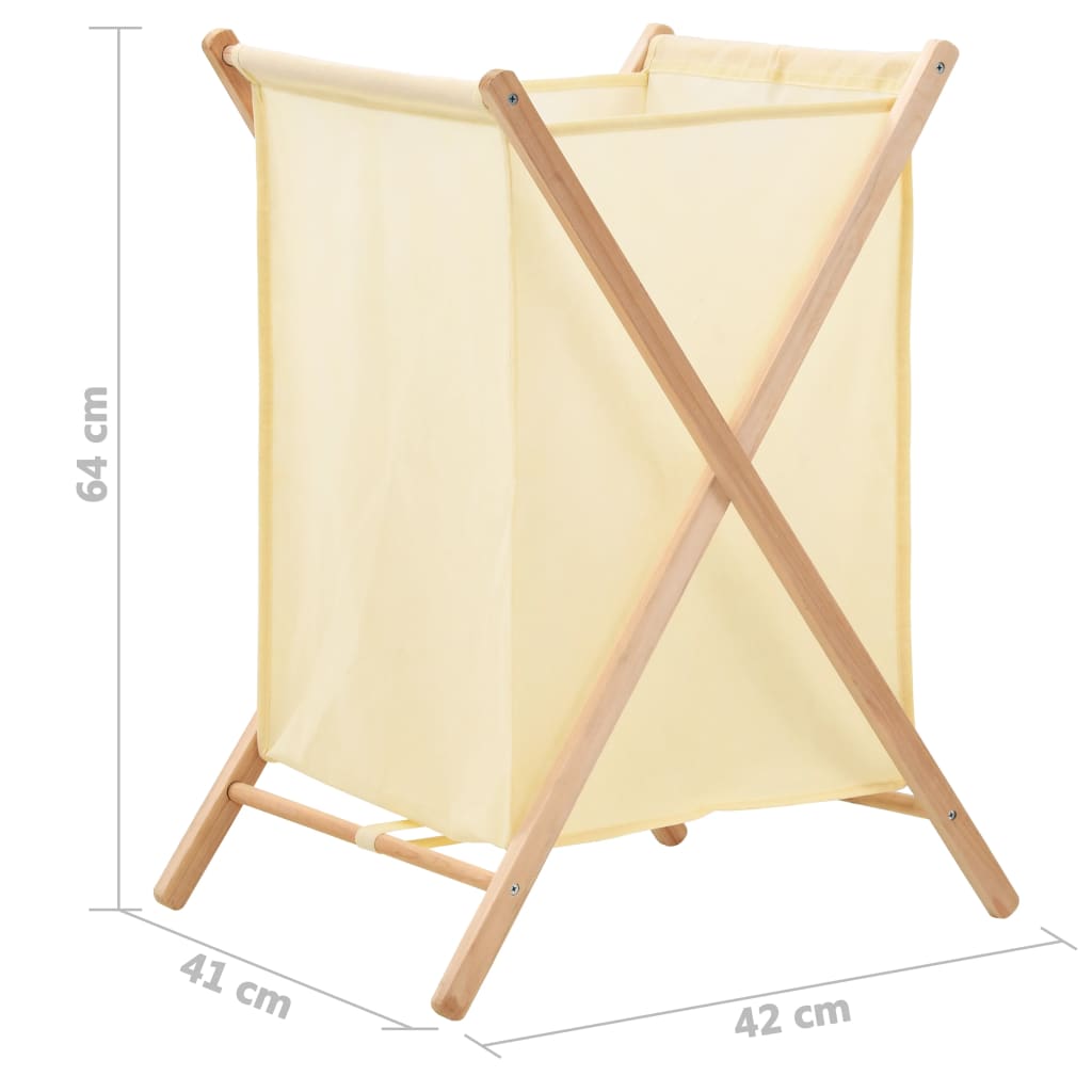 Wäschekorb Zedernholz Und Stoff Beige 42X41X64 Cm