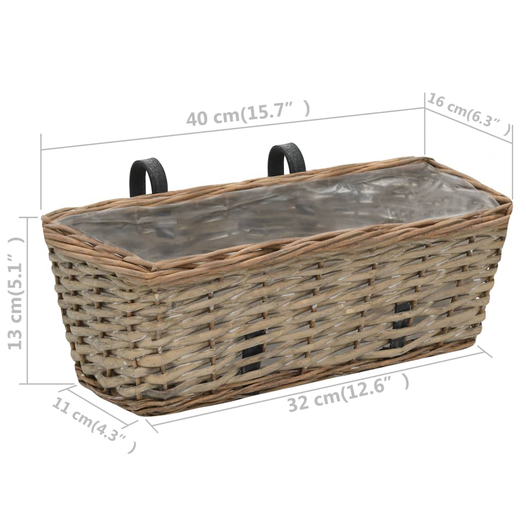 Balkon-Blumentöpfe 2 Stk. Weide Mit Pe-Auskleidung 40 Cm