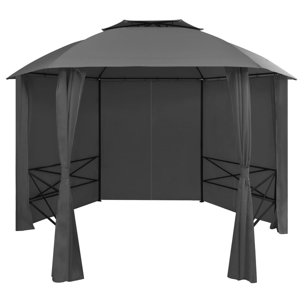 Gartenpavillon Mit Vorhängen Hexagonal 360X265 Cm