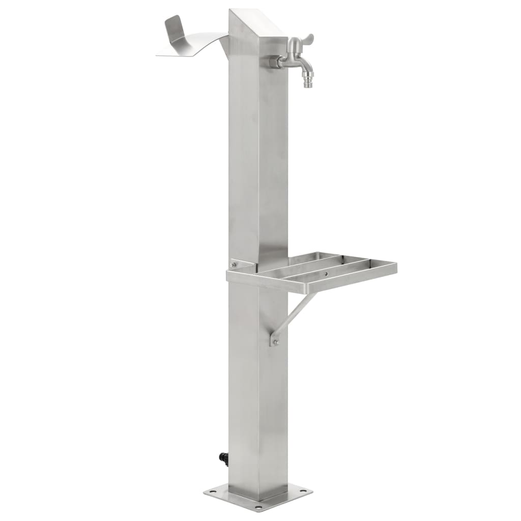 Garten-Wassersäule Edelstahl Quadratisch 95 Cm Braun
