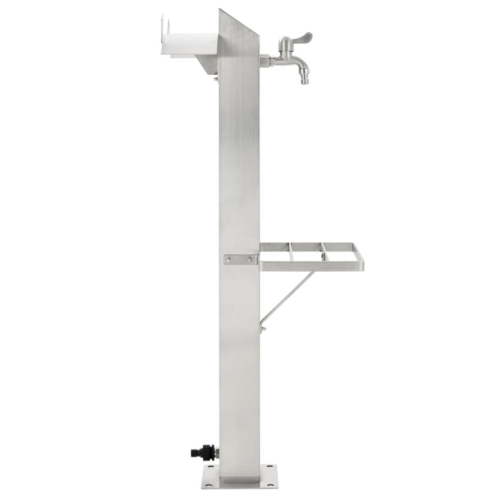Garten-Wassersäule Edelstahl Quadratisch 95 Cm Braun