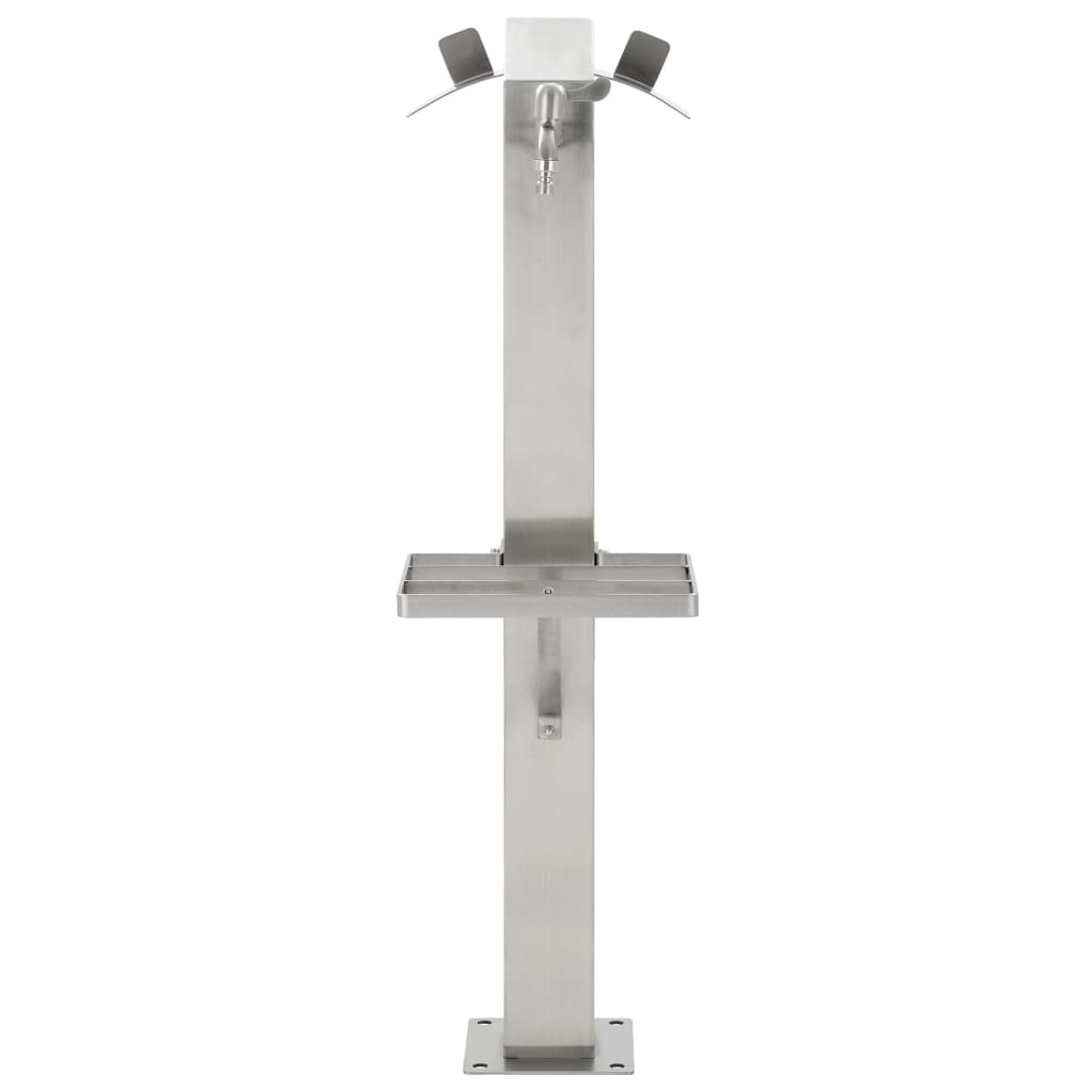 Garten-Wassersäule Edelstahl Quadratisch 95 Cm Braun