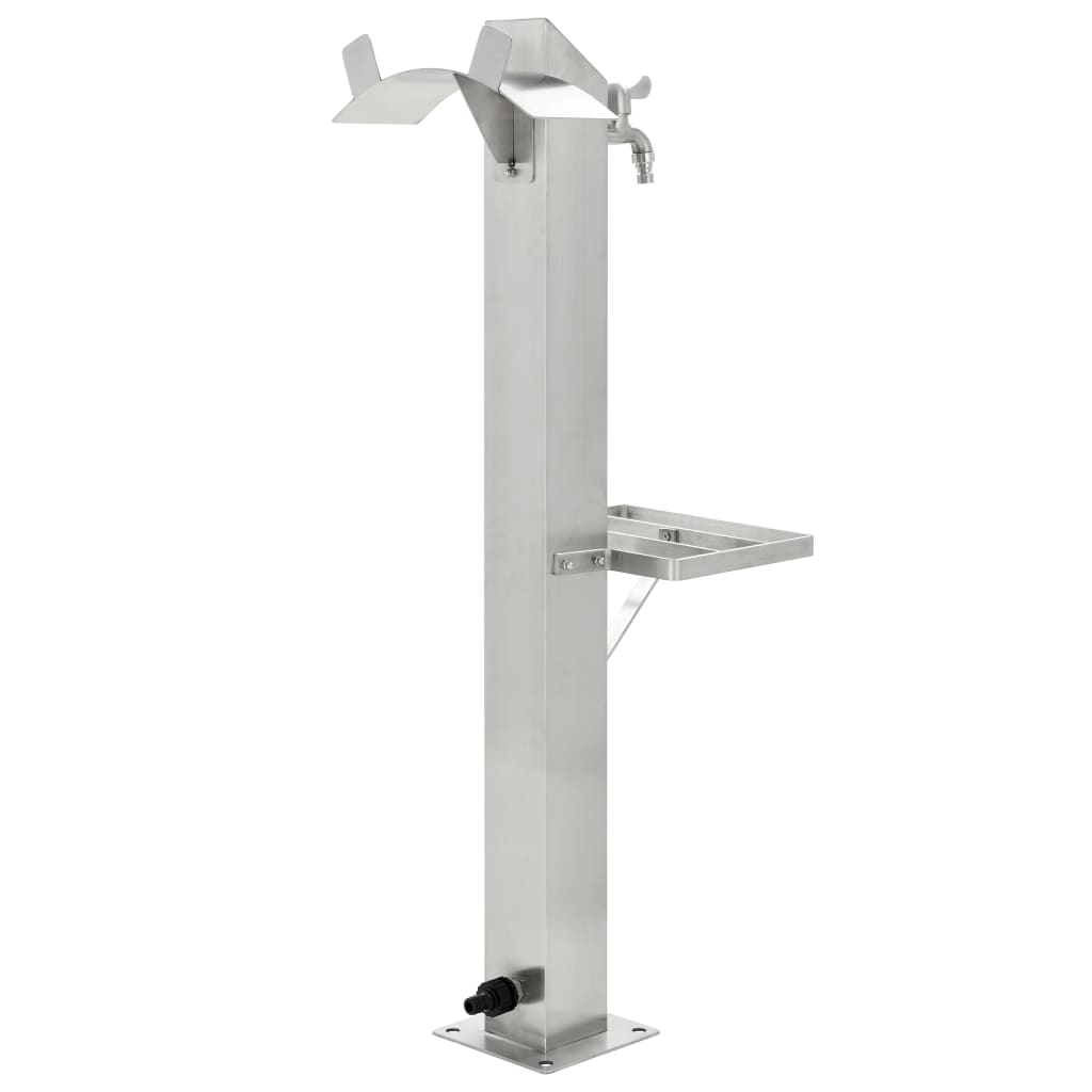 Garten-Wassersäule Edelstahl Quadratisch 95 Cm Braun