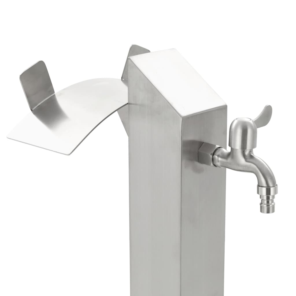 Garten-Wassersäule Edelstahl Quadratisch 95 Cm Braun