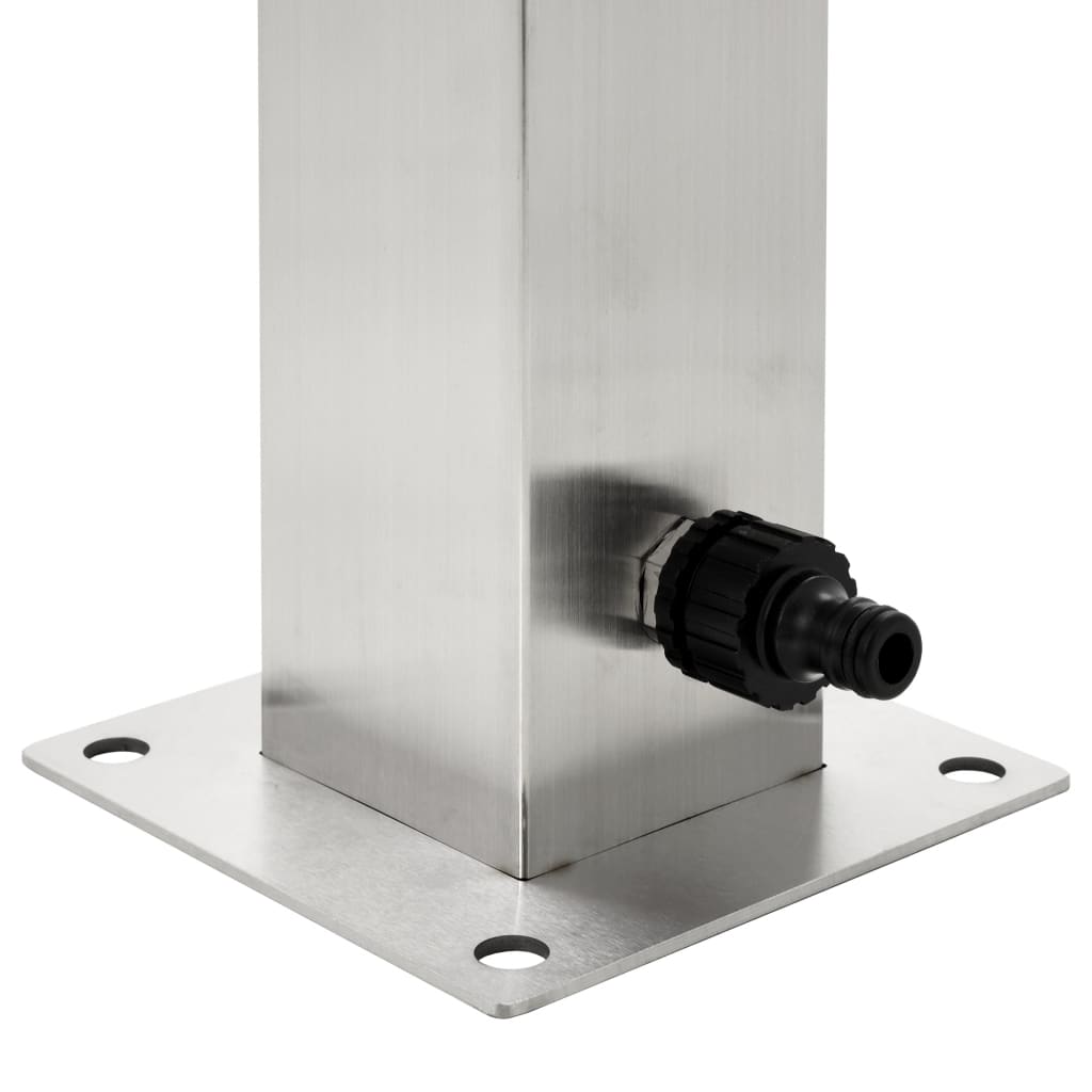 Garten-Wassersäule Edelstahl Quadratisch 95 Cm Braun