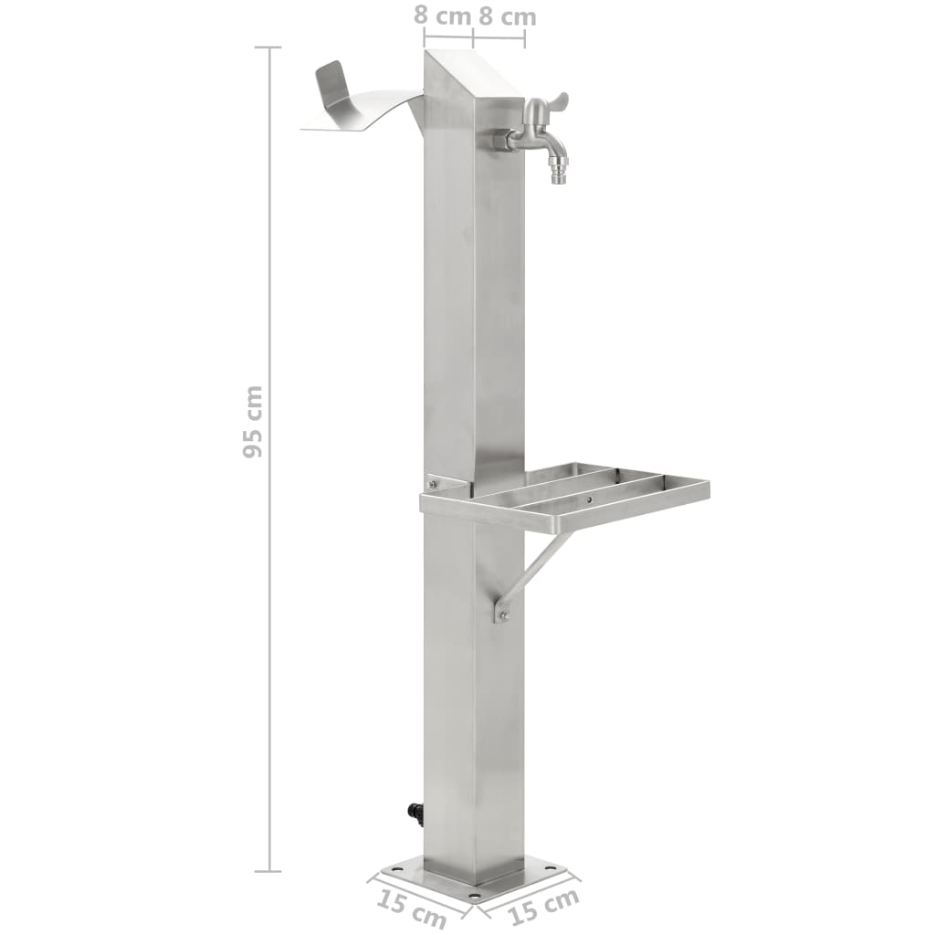 Garten-Wassersäule Edelstahl Quadratisch 95 Cm Braun
