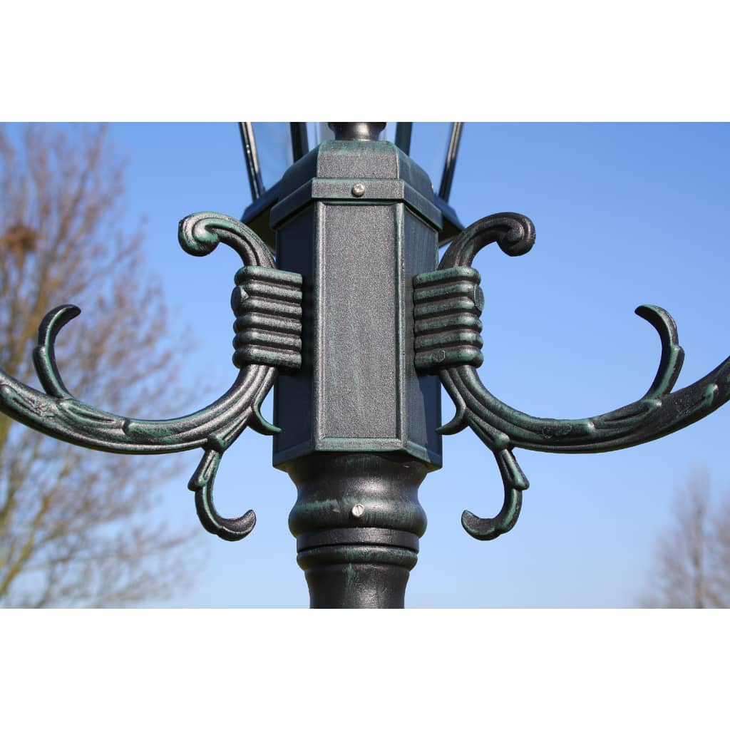 Gartenlaterne 2-Flammig 230 Cm Dunkelgrün/Schwarz Aluminium