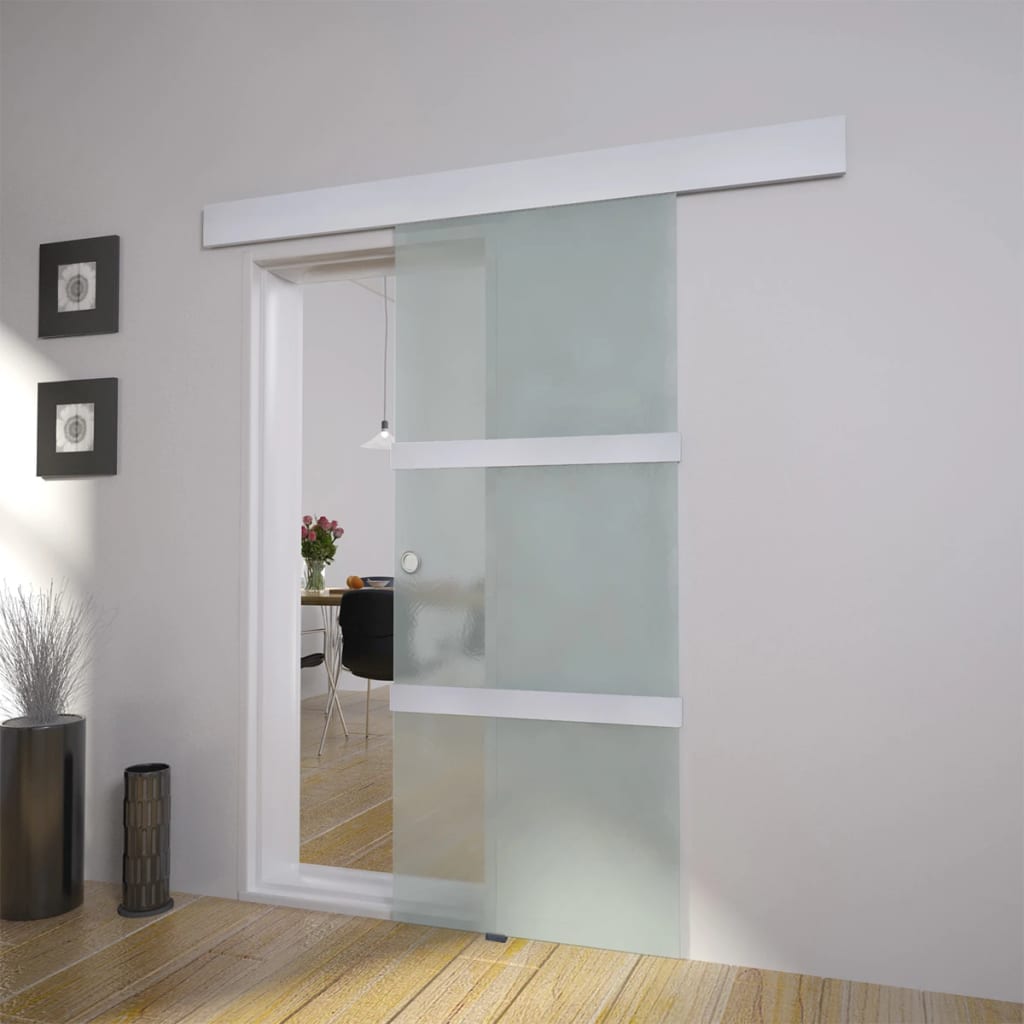 Schiebetür Glas Und Aluminium 178 Cm Silbern Grün