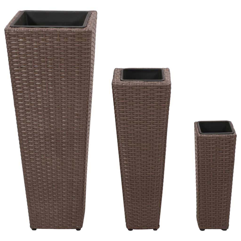 Blumenkübel 3 Stk. Polyrattan