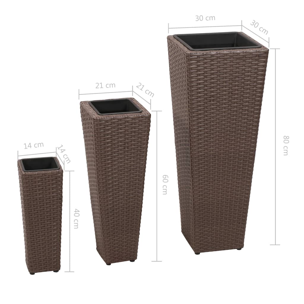 Blumenkübel 3 Stk. Polyrattan