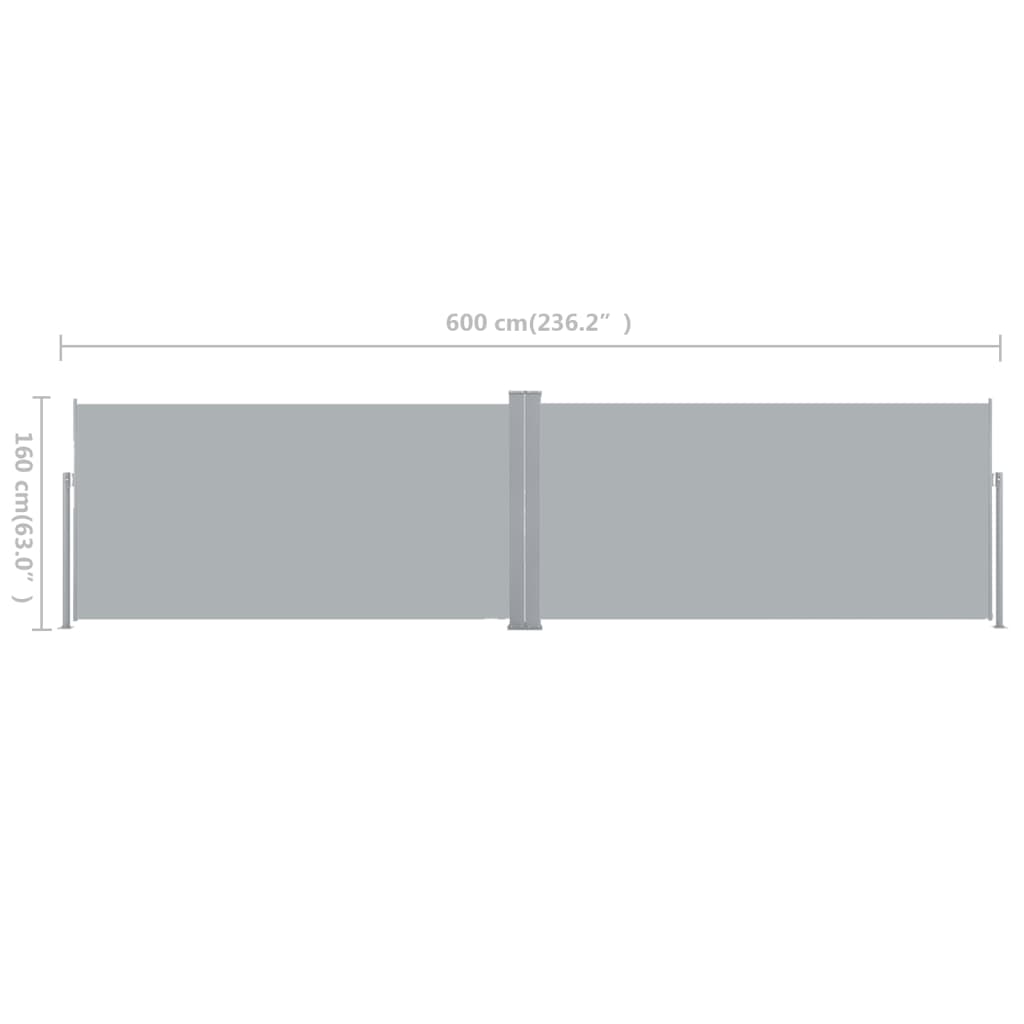Ausziehbare Seitenmarkise 160X600 Cm Grau