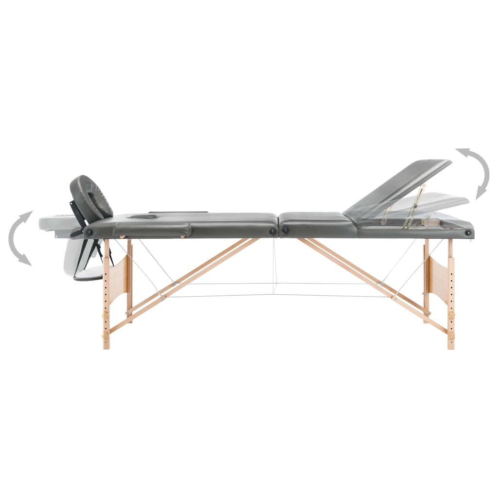 Massageliege 3-Zonen Holzgestell 186X68 Cm