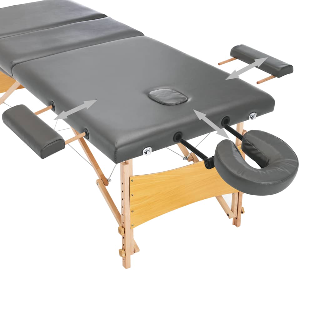 Massageliege 3-Zonen Holzgestell 186X68 Cm