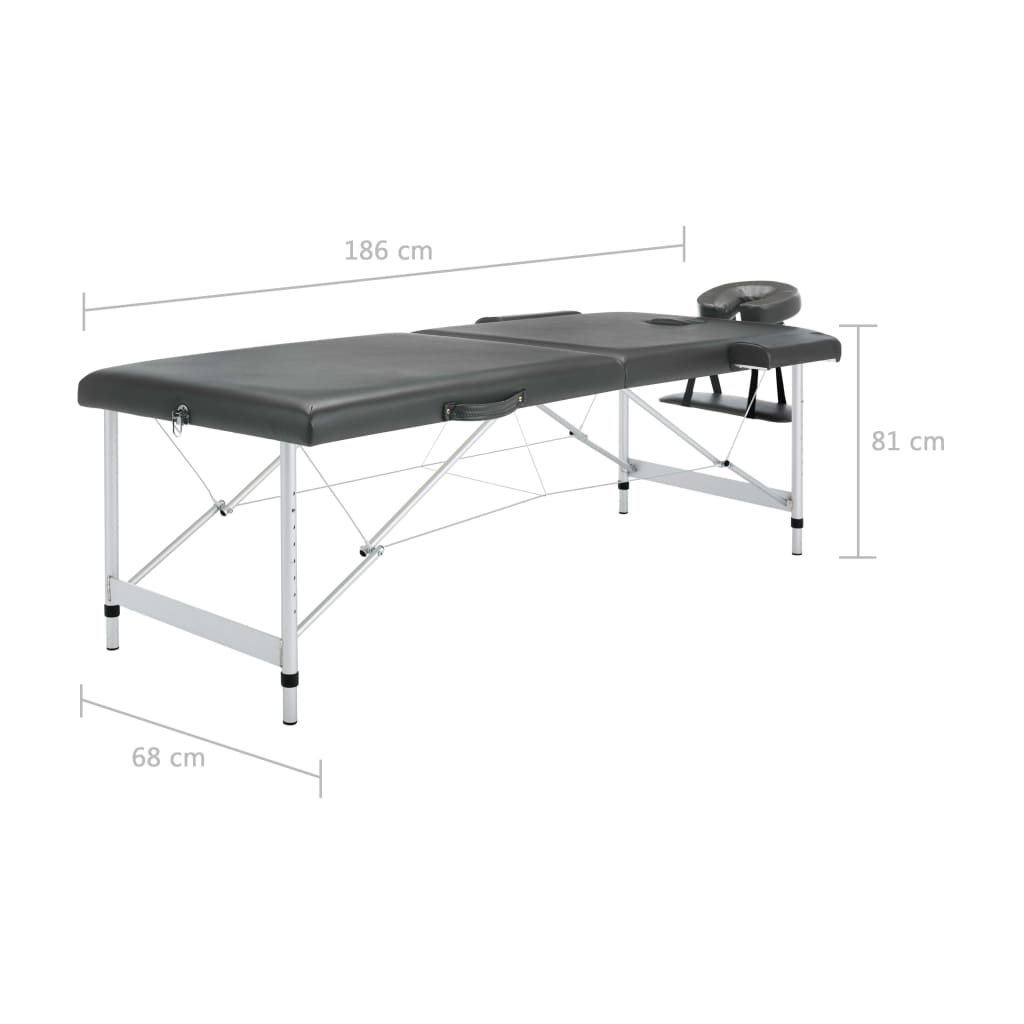 Massageliege 2-Zonen Aluminiumgestell 186X68 Cm