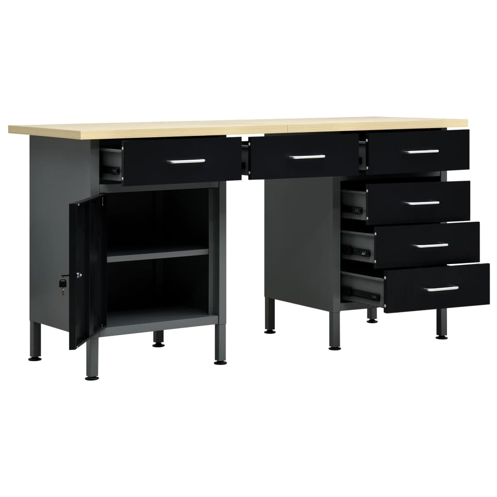Arbeitstisch Schwarz 160 X 60 X 85 Cm Stahl