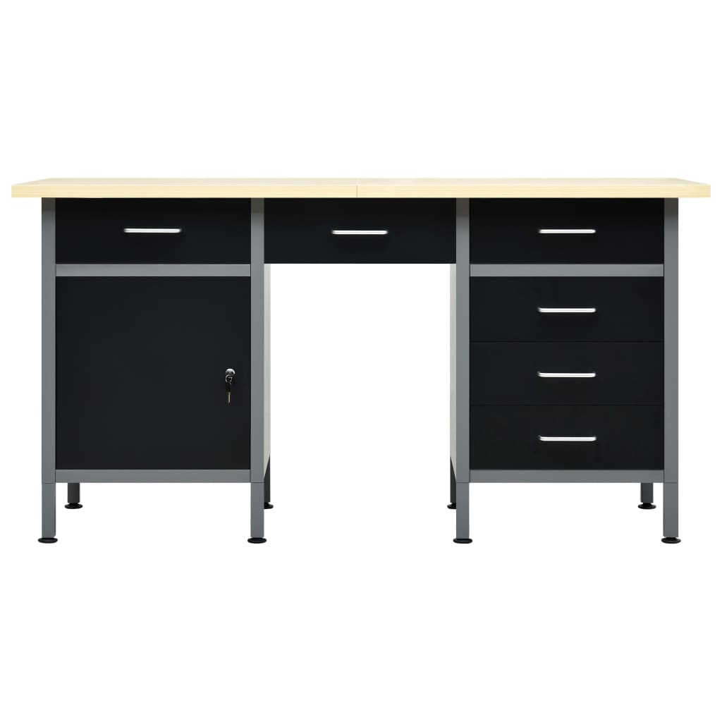 Arbeitstisch Schwarz 160 X 60 X 85 Cm Stahl