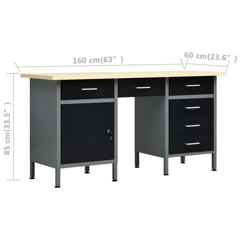 Arbeitstisch Schwarz 160 X 60 X 85 Cm Stahl