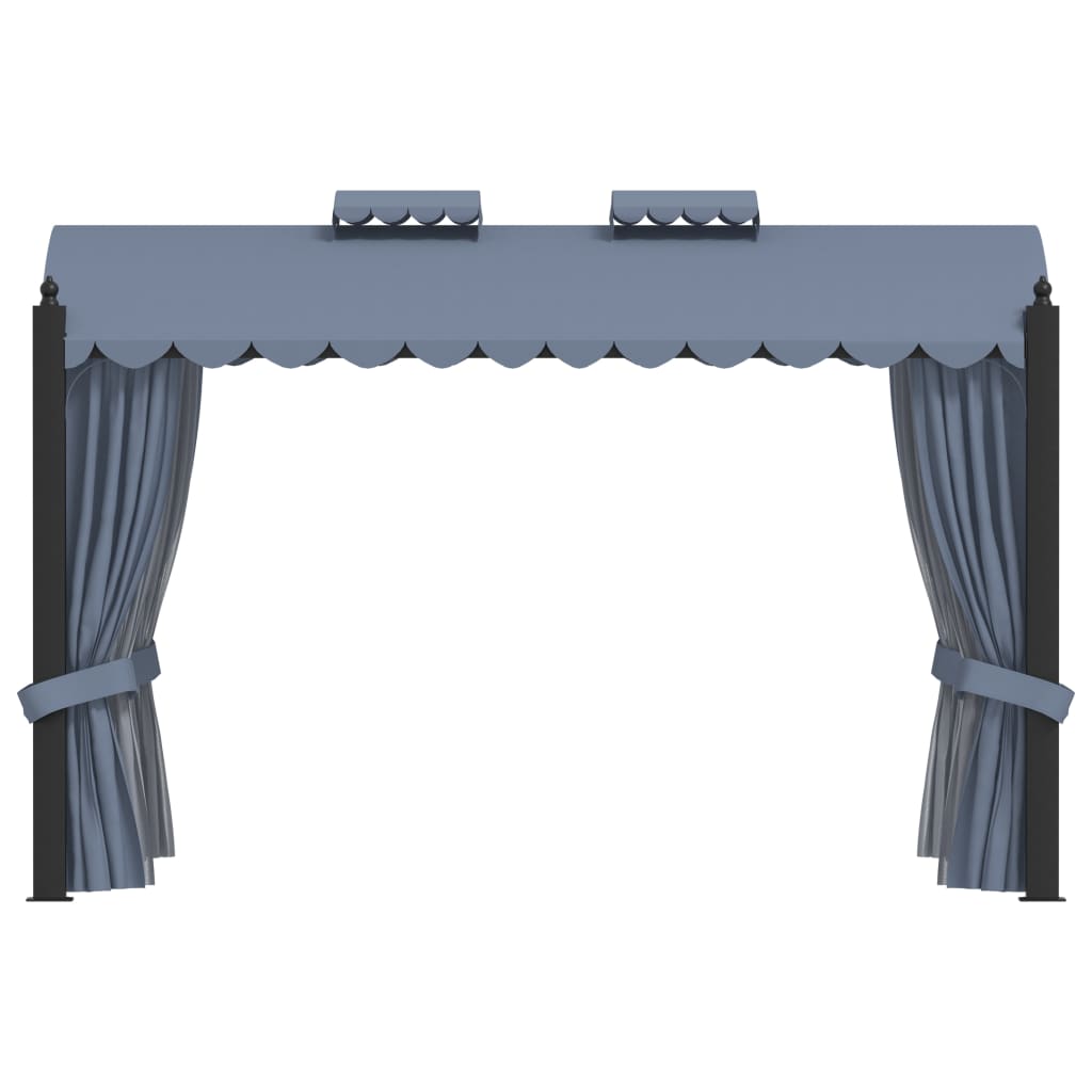 Pavillon Mit Vorhängen 3 X 4 M Anthrazit Stahl