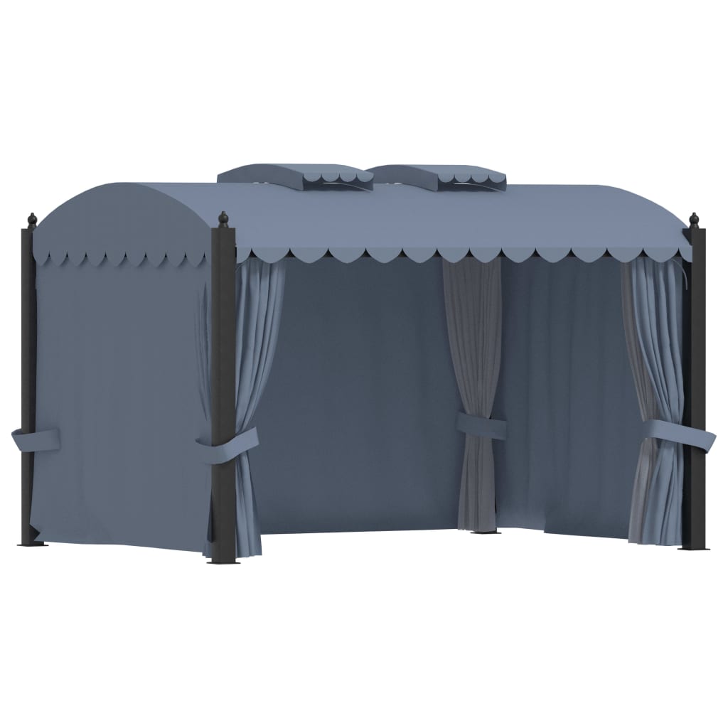 Pavillon Mit Vorhängen 3 X 4 M Anthrazit Stahl