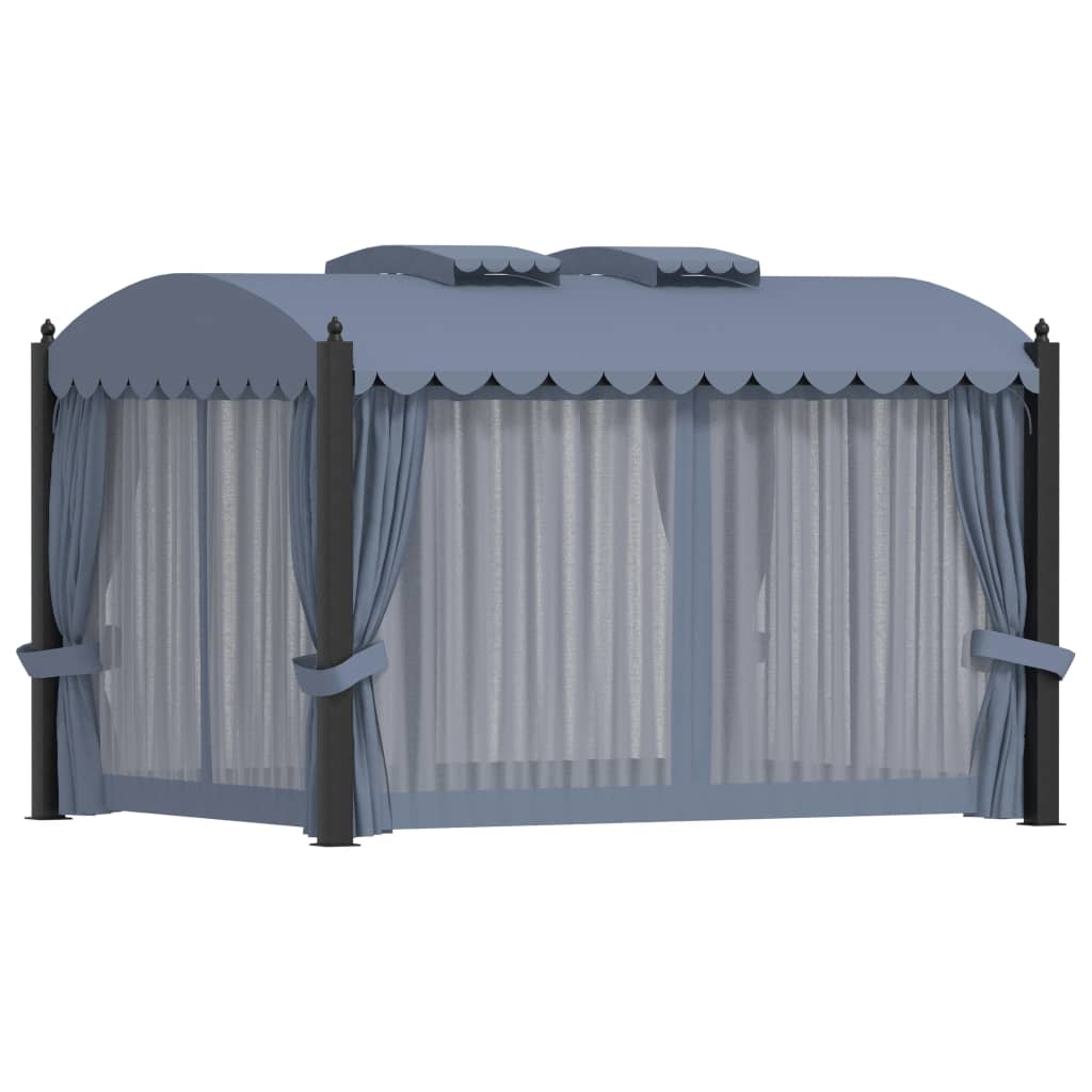Pavillon Mit Vorhängen 3 X 4 M Anthrazit Stahl