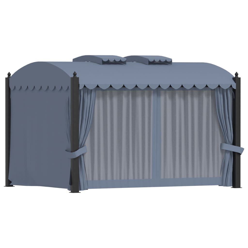 Pavillon Mit Vorhängen 3 X 4 M Anthrazit Stahl