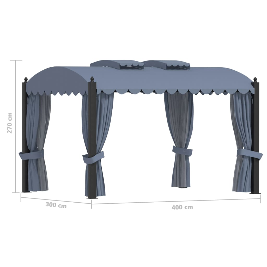 Pavillon Mit Vorhängen 3 X 4 M Anthrazit Stahl