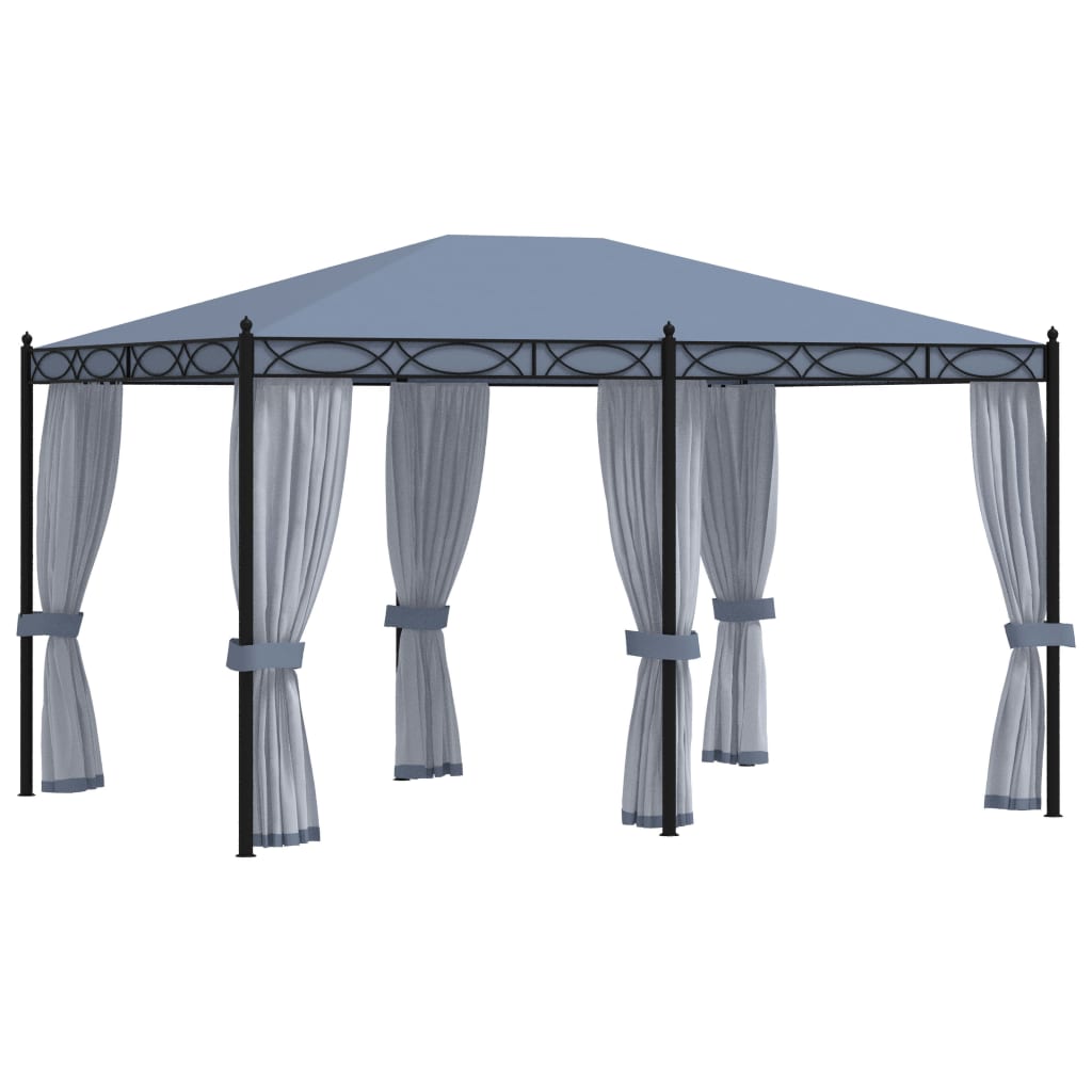 Pavillon Mit Mückennetze 3X4 M Anthrazit Stahl