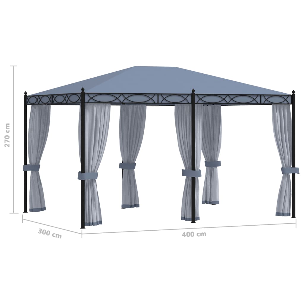 Pavillon Mit Mückennetze 3X4 M Anthrazit Stahl