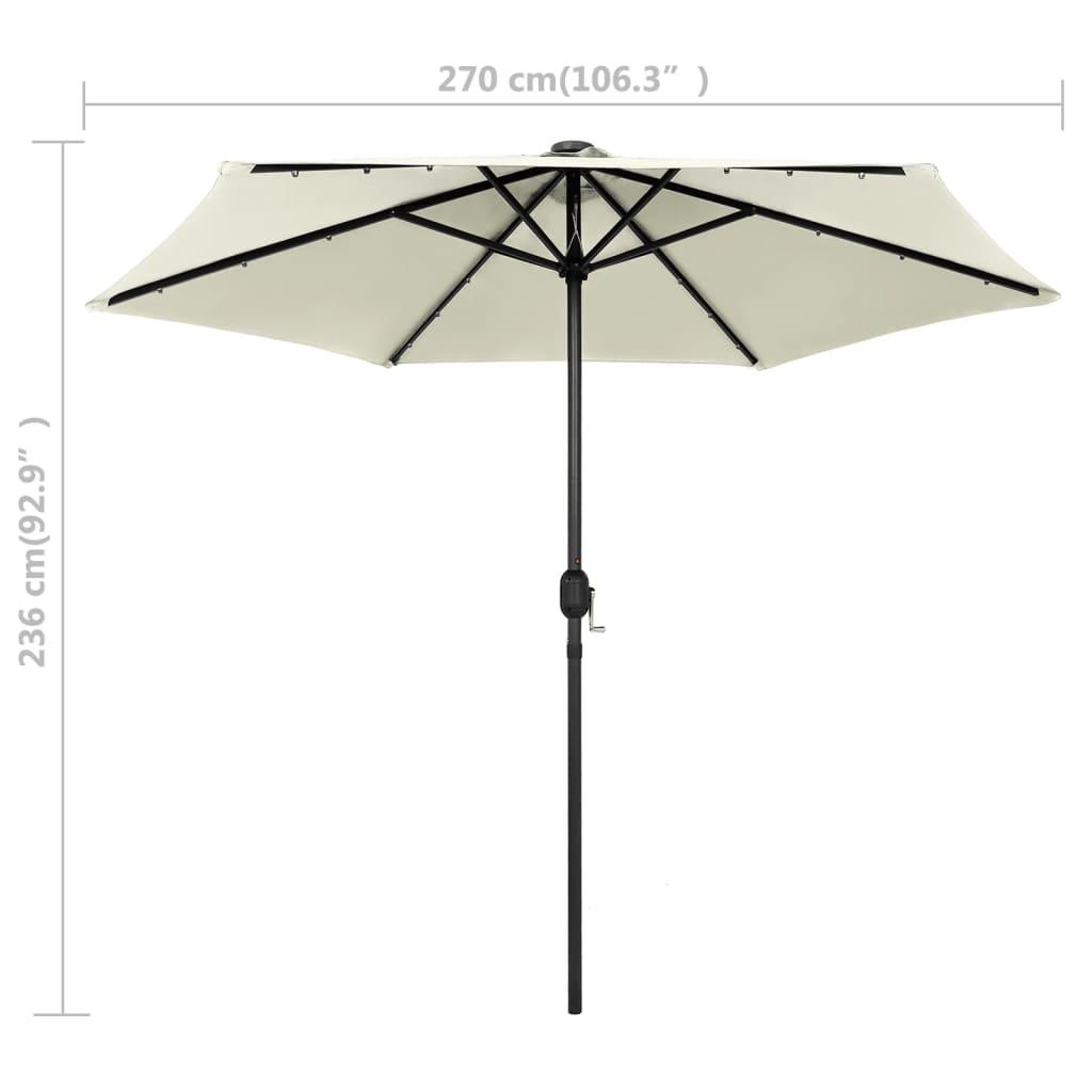 Sonnenschirm Mit Led-Beleuchtung Und Alu-Mast 270 Cm Sand