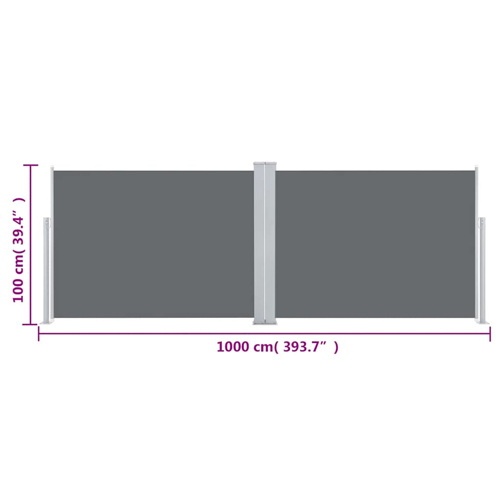 Ausziehbare Seitenmarkise Anthrazit 100 X 1000 Cm Rot
