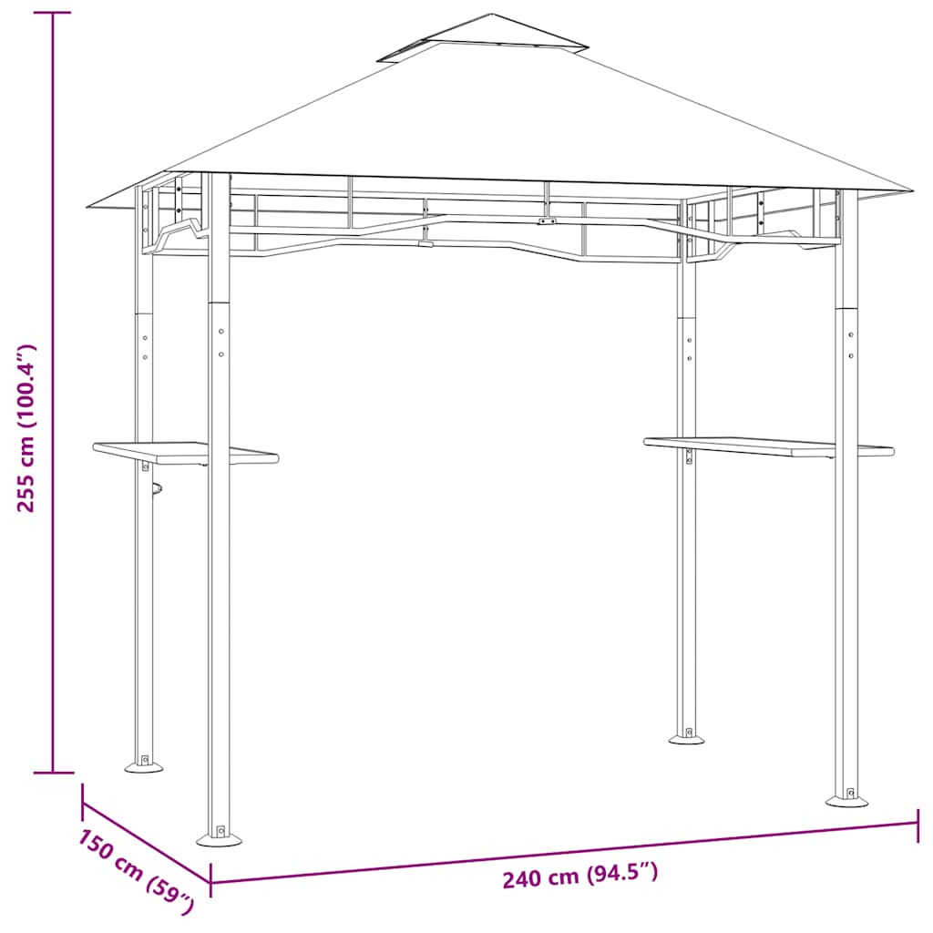 Bbq-Pavillon 240X150X255 Cm Anthrazit Stahl