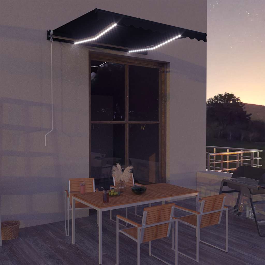Markise Manuell Einziehbar Mit Led Anthrazit