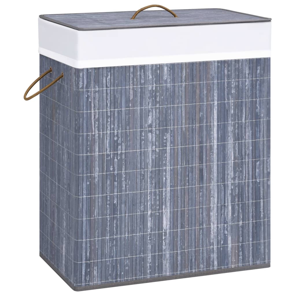 Bambus-Wäschekorb Mit 2 Fächern Braun 100 L
