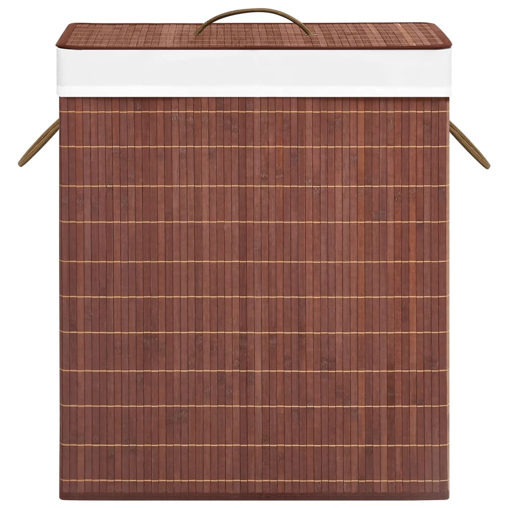 Bambus-Wäschekorb Mit 2 Fächern Braun 100 L