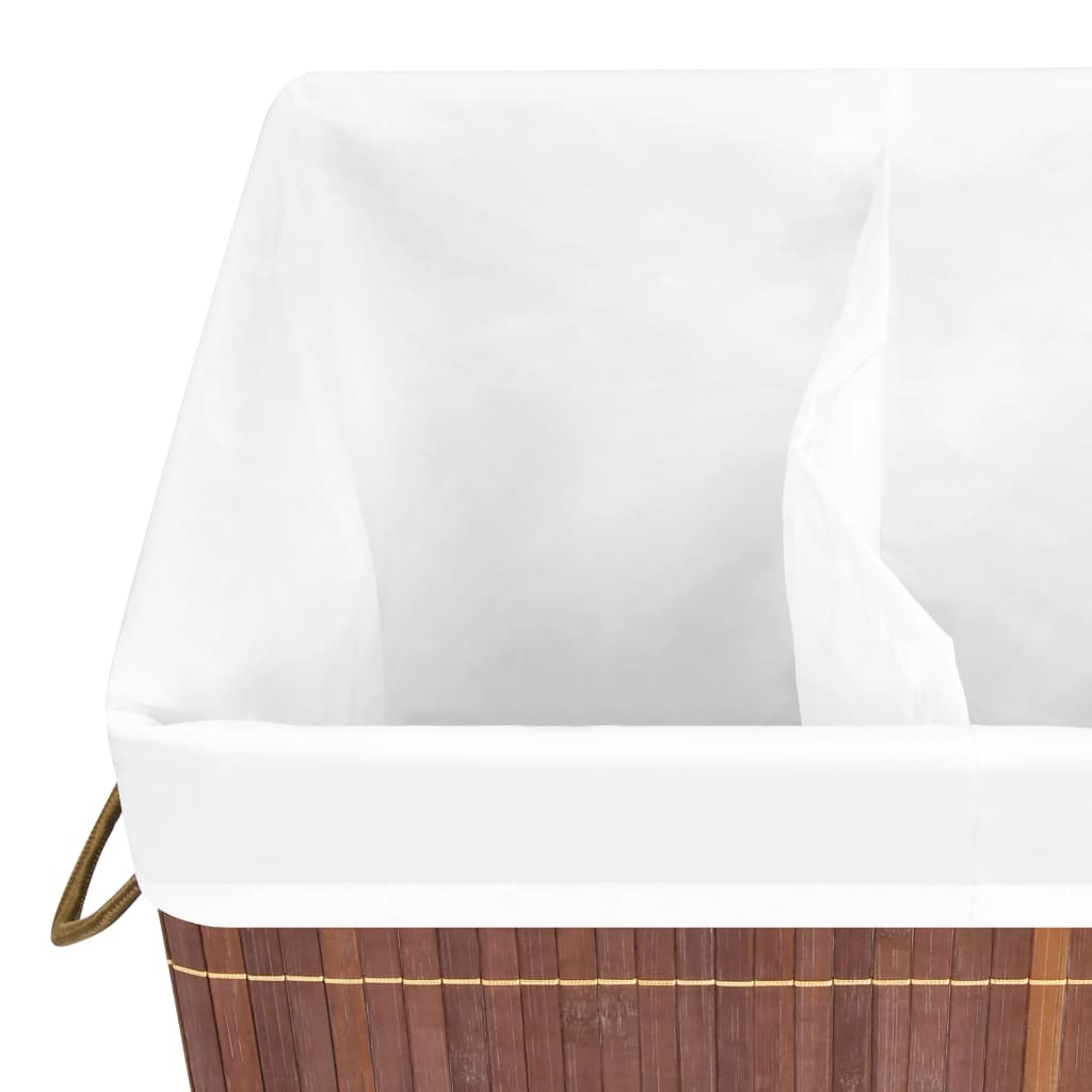 Bambus-Wäschekorb Mit 2 Fächern Braun 100 L