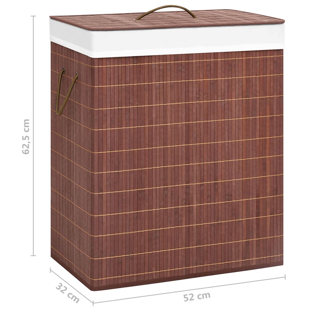 Bambus-Wäschekorb Mit 2 Fächern Braun 100 L