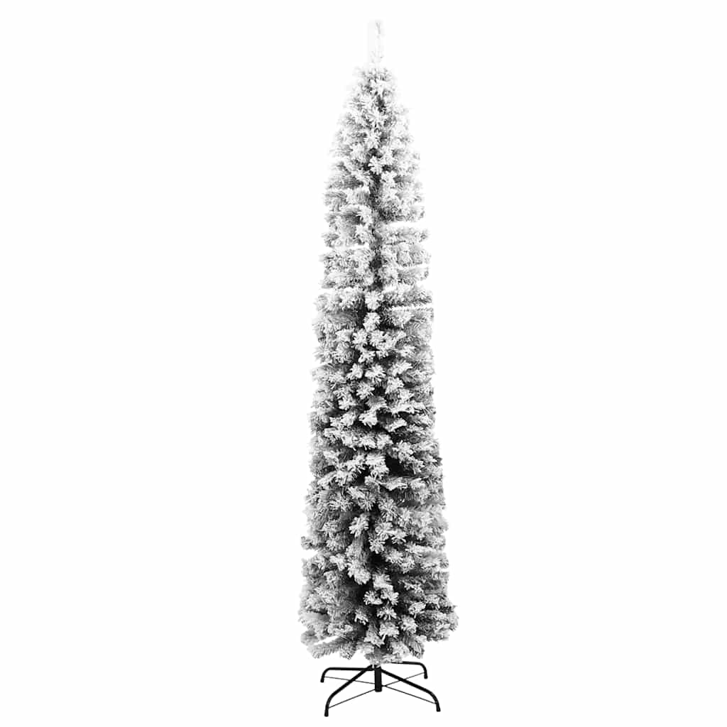 Künstlicher Weihnachtsbaum Schlank Mit Schnee Grün Pvc Grün Und Weiß