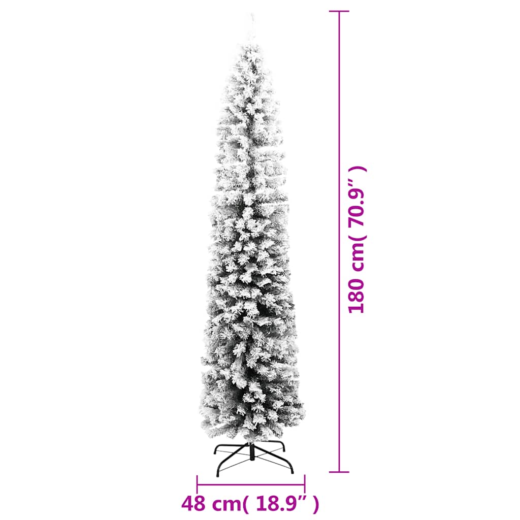 Künstlicher Weihnachtsbaum Schlank Mit Schnee Grün Pvc Grün Und Weiß