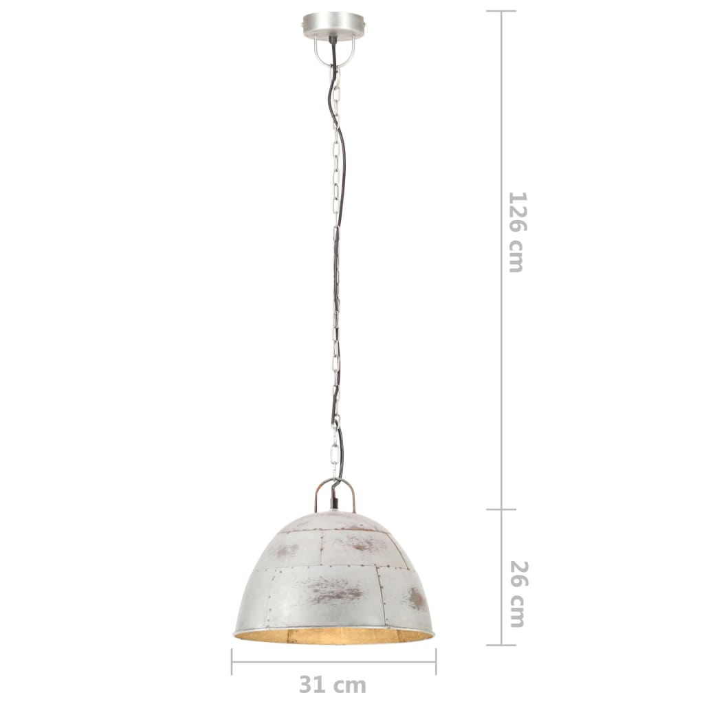 Hängelampe Vintage Industriestil 25 W N Rund 31 Cm E27 Silber