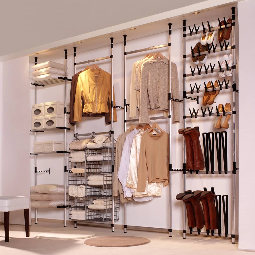 Teleskop-Schuhregal Mit Stangen Aluminium