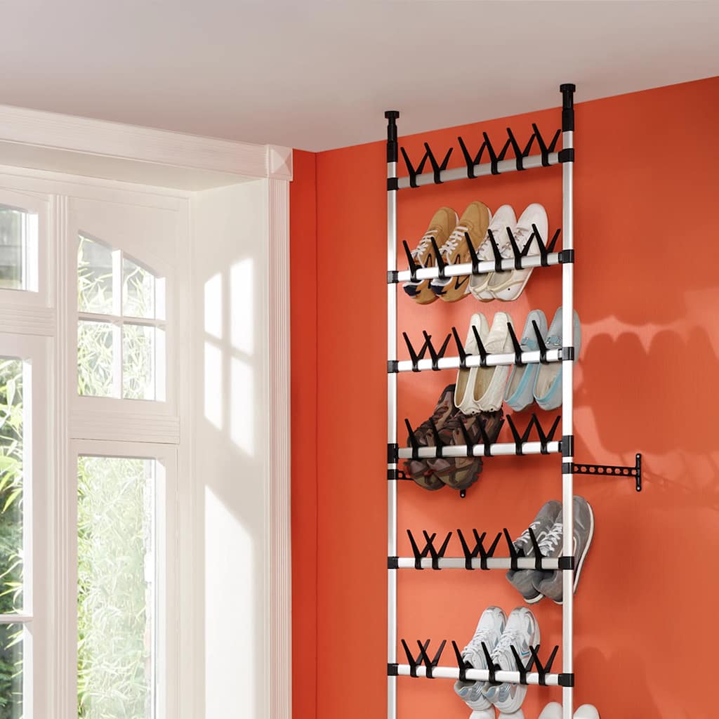 Teleskop-Schuhregal Mit Stangen Aluminium