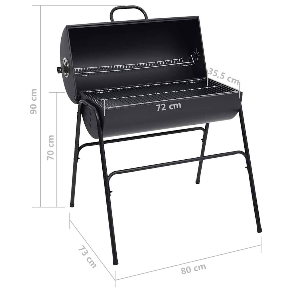 Grill Mit 2 Grillrosten Schwarz 80X95X90 Cm Stahl Schwarz
