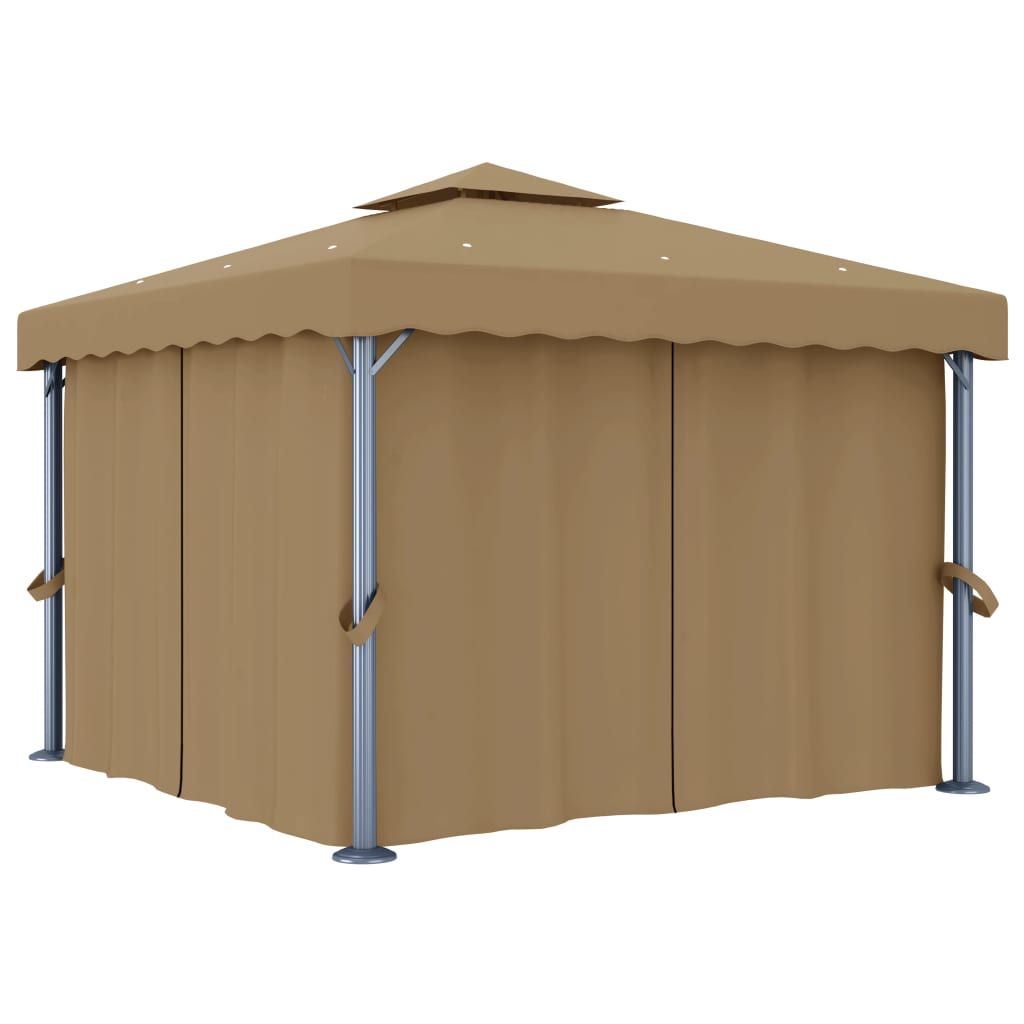 Pavillon Mit Vorhang 3X3 M Taupe Aluminium