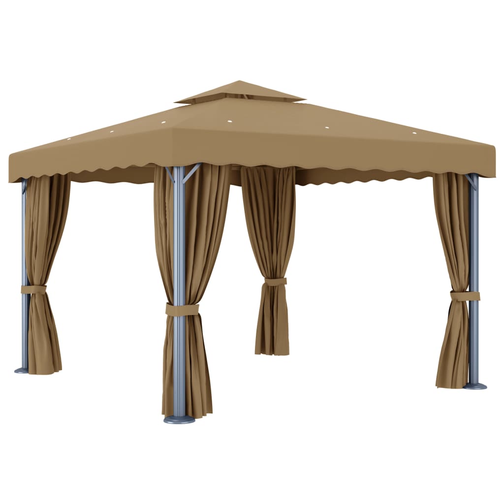 Pavillon Mit Vorhang 3X3 M Taupe Aluminium